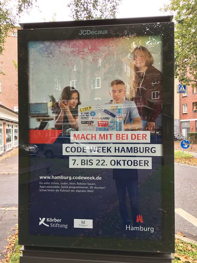 CodeWeek-Werbung mit meinem Foto 2017 in Hamburg